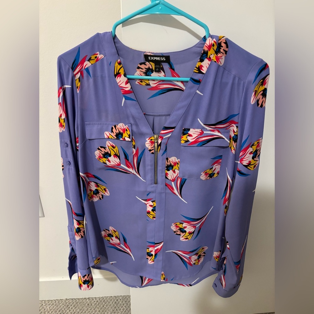 Express purple floral blouse